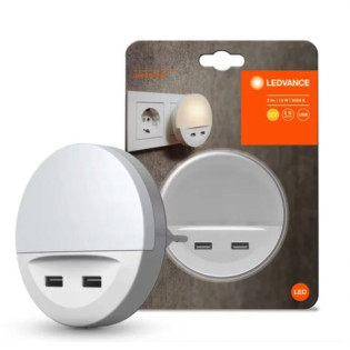 Ночник в розетку с разъемом USB 2шт и с датчиком освещенности LUNETTA 4058075266902