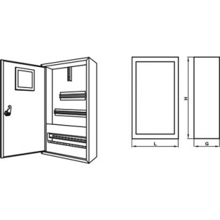 Щит под трехфазный электронный счетчик на 24 модуля, навесной, с замком