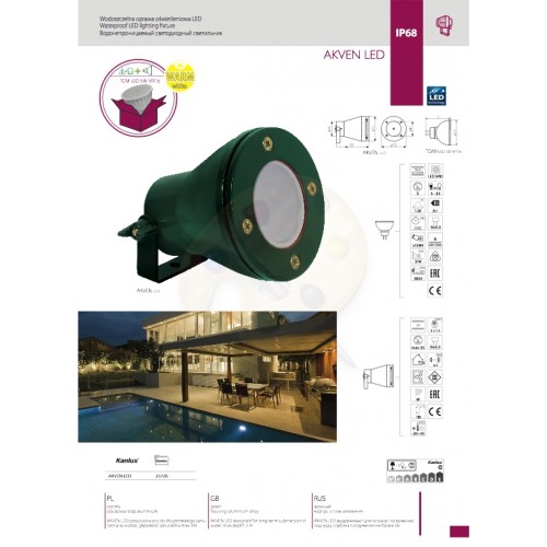 vodonepronicaemyj svetodiodnyj svetilnik akven led 25720 kanlux polsha