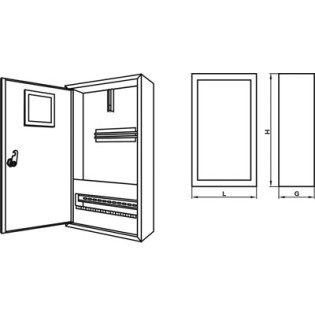 Щит под однофазный счетчик на 2+2+12 модулей, навесной, с замком