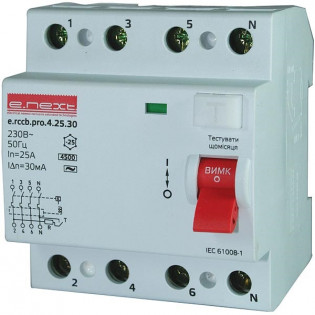 Выключатель дифференциального тока,  4р, 63А, 30мА (pro) E.NEXT