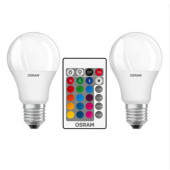 Лампа светодиодная LED CLA60 REM 9W/827 +RGB 230V FR E27 2 лампи в блістері+пульт OSRAM 4058075430891